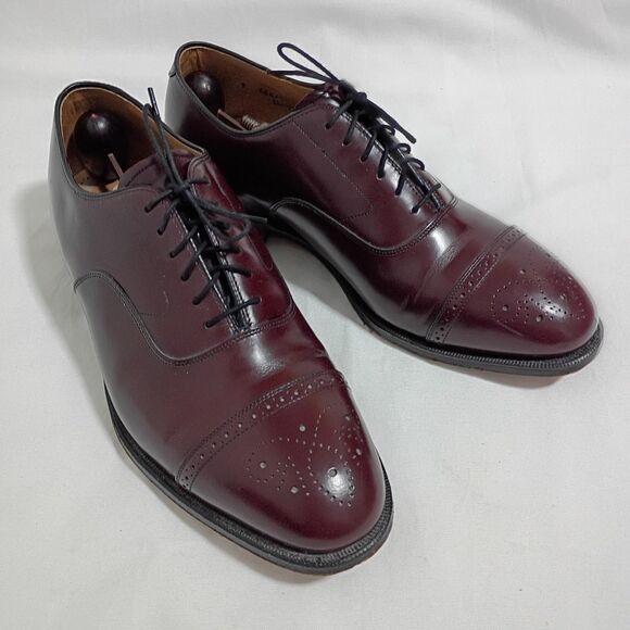Johnston & Murphy Dress Shoes Men\'s Burgundy Oxford Brogue Cap Toe 9EEE/E main image 8